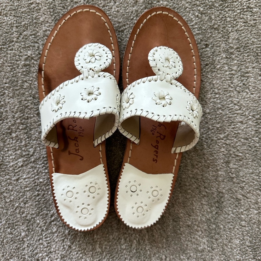 Jack Rogers size 6.5 white leather worn a few times